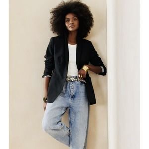 Banana Republic Blazer Womens Size 10 Long & Lean Dark Grey‎ Soft Single Button